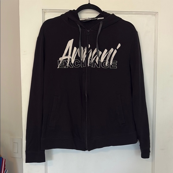 Armani Exchange Black Zip-Up Hoodie - Picture 1 of 4